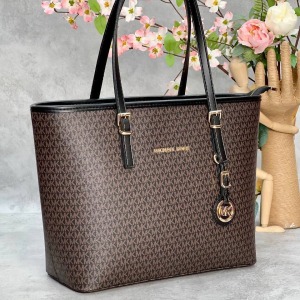 Michael Kors - Jet Set Üst Fermuarlı Omuz Çantası - Kahverengi