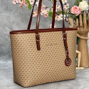 Michael Kors - Jet Set Üst Fermuarlı Omuz Çantası - Taba